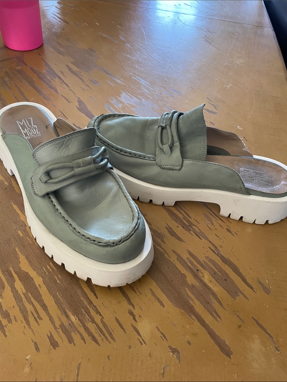 Miz Mooz Sage Leather Slip-On Lug Sole Mules